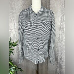 Zara Men’s Black & White Houndstooth Button Down Shirt Sz Medium